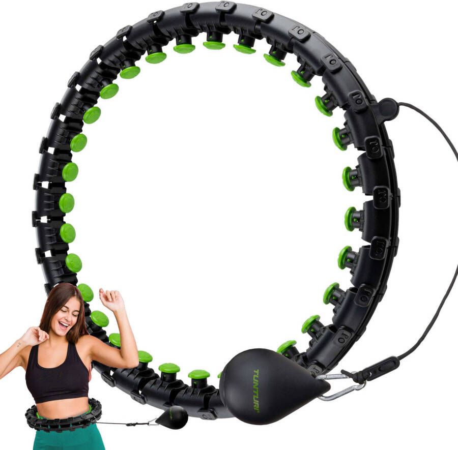 Tunturi Weighted Hoelahoep Large Massage Hoela hoep Fitness Hula Hoop met gewicht 2 kg Verstelbaar