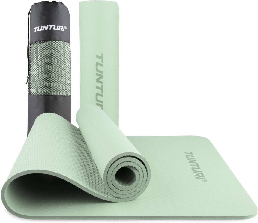 Tunturi Yoga Mat 8mm Pilates mat Extra dikke fitness mat 183x61x0 8 cm Incl Draagtas Anti Slip en Eco Groen