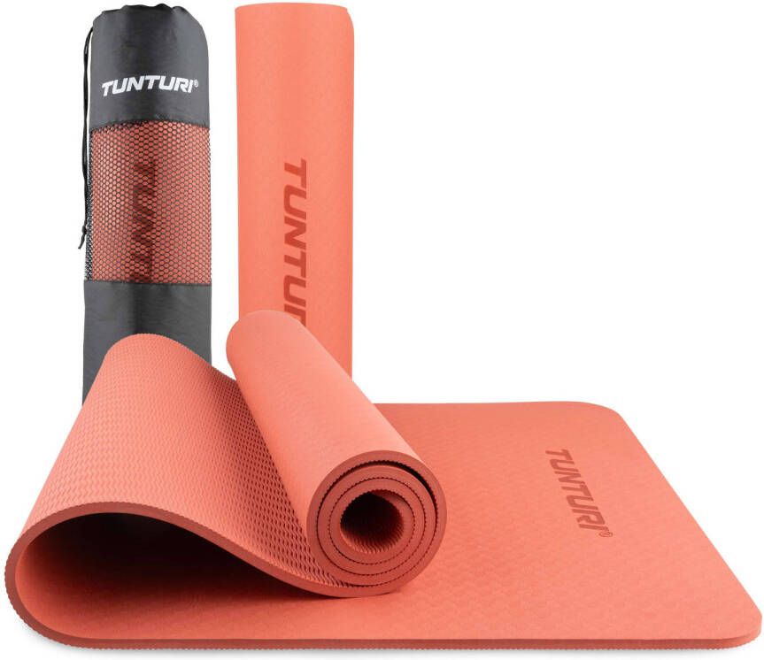 Tunturi Yogamat 8mm Pilates mat Extra dikke sportmat 183x61x0 8 cm Incl Draagtas Anti Slip en Eco Rosé Goud