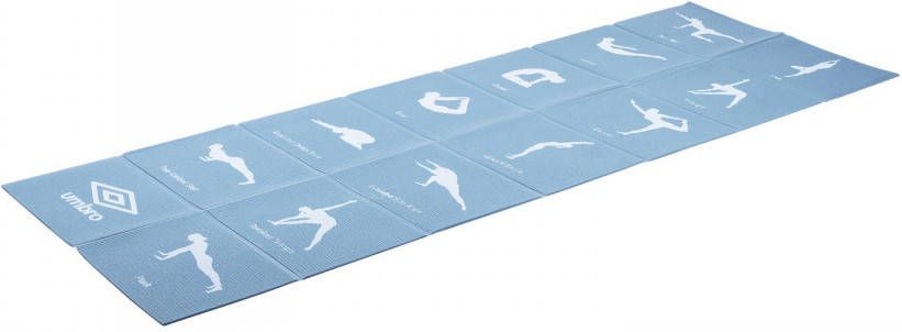 Umbro Opvouwbare Yogamat 174 x 62 CM Anti-Slip 0.5 CM Dik 13 Oefeningen in Print Blauw
