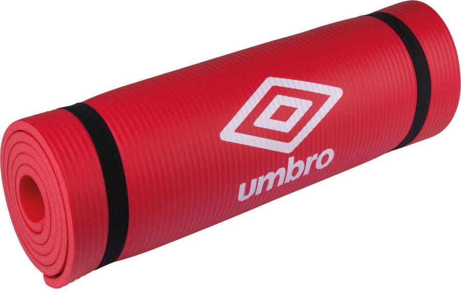Umbro Yoga Mat 190 x 58 x 1 CM met Transport Band Extra Soft en 1 CM Dik Anti-Slip Fitness Mat Rood