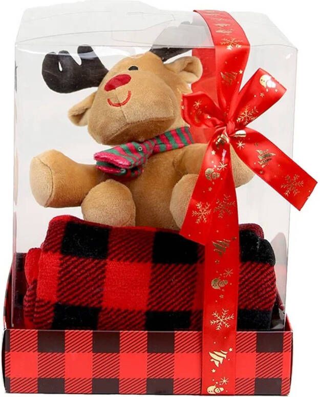 Unique Living Giftbox Faith Reindeer Red 90x75cm