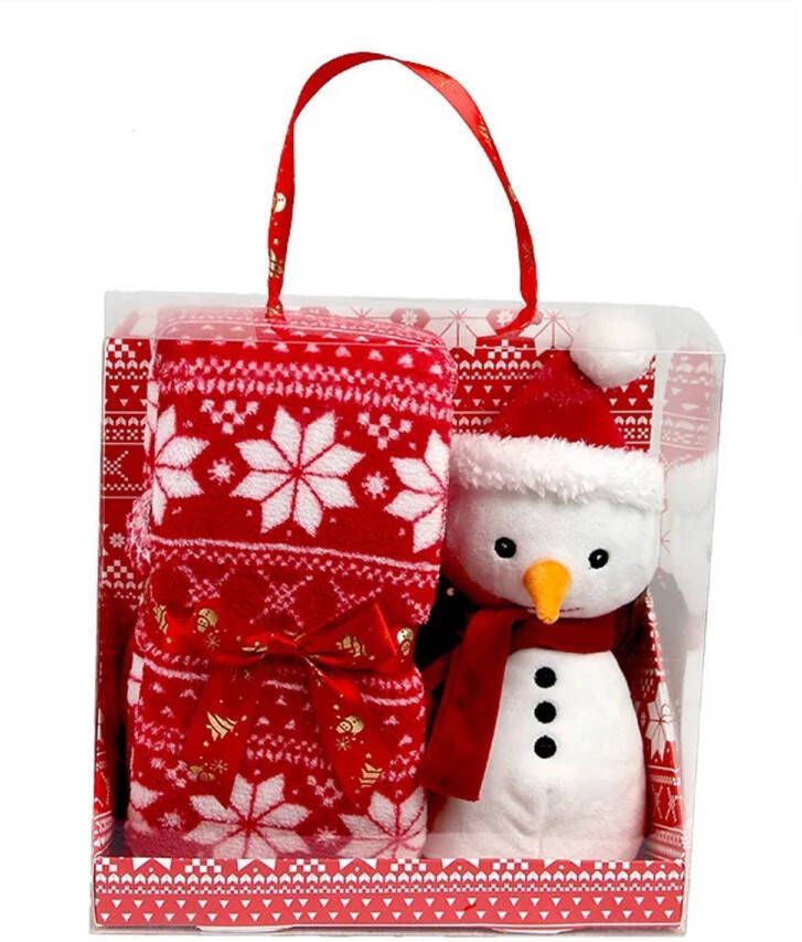 Unique Living Giftbox Snowflake Snowman Red 90x75cm