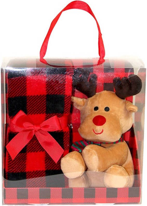 Unique Living Giftbox Xmax Reindeer Red 90x75cm