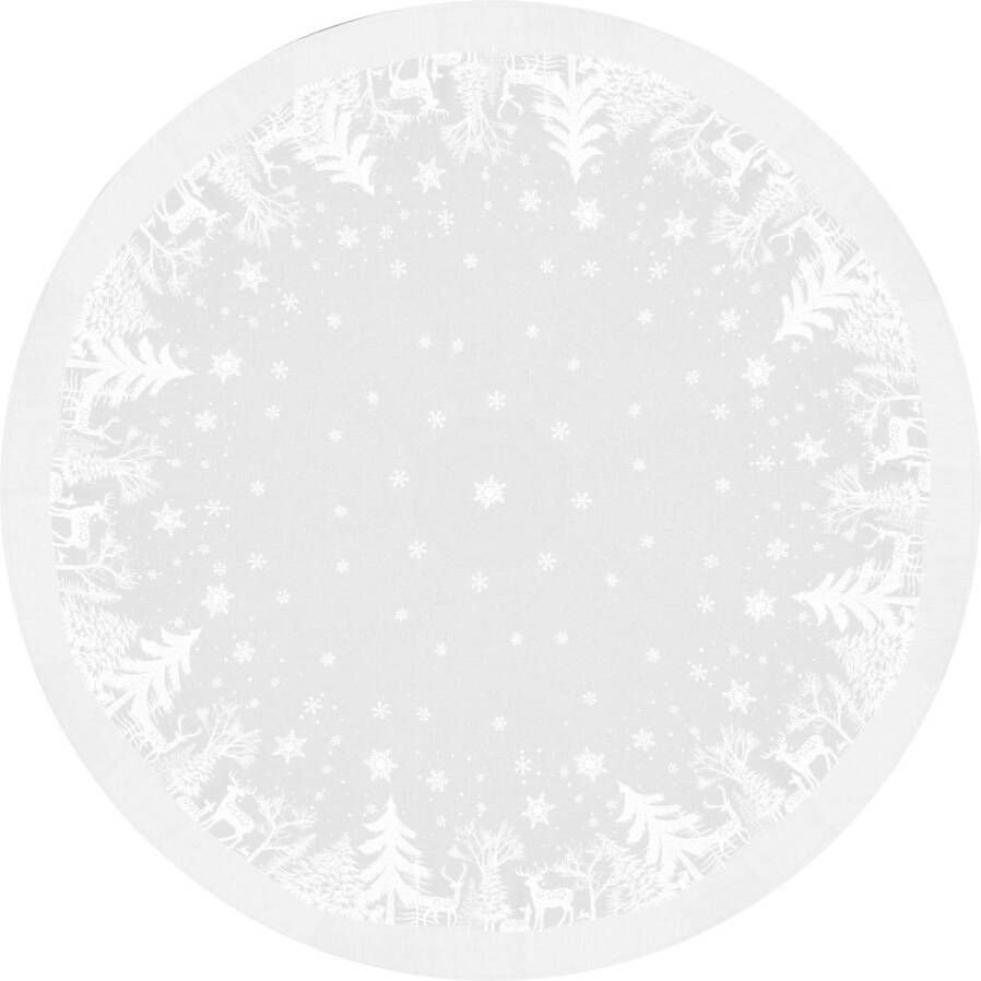 Unique Living Kerst tafelkleed rond wit kerst D180 cm Tafellakens