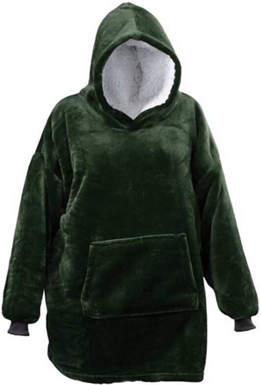 Unique Living Oversized Hoodie Plaid met Mouwen One Size 70x50x87 cm Dark Green