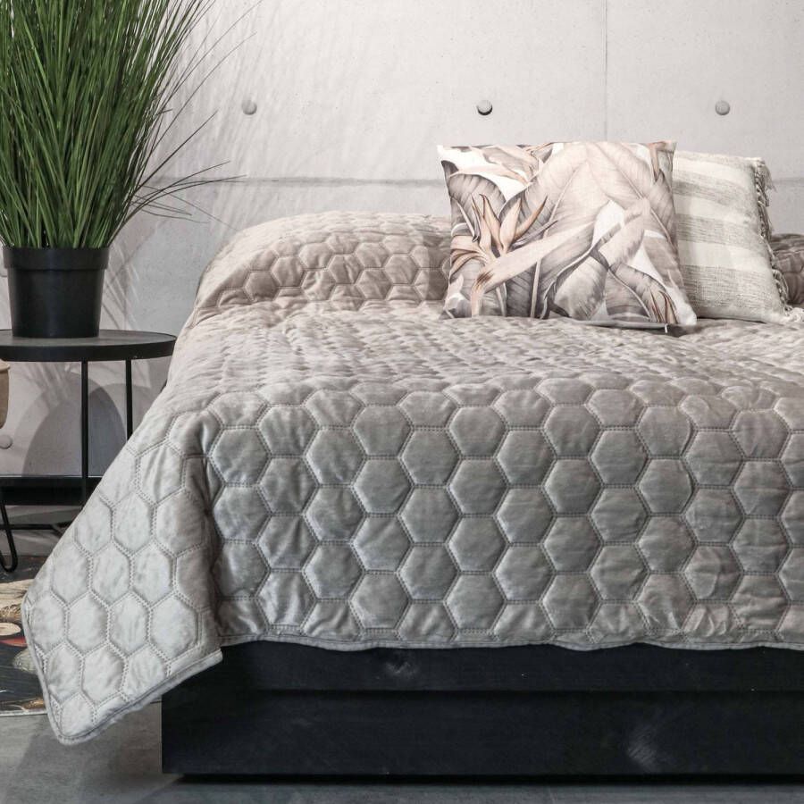 Unique Living Peggy Bedsprei Tweepersoons 220x220 cm Light grey