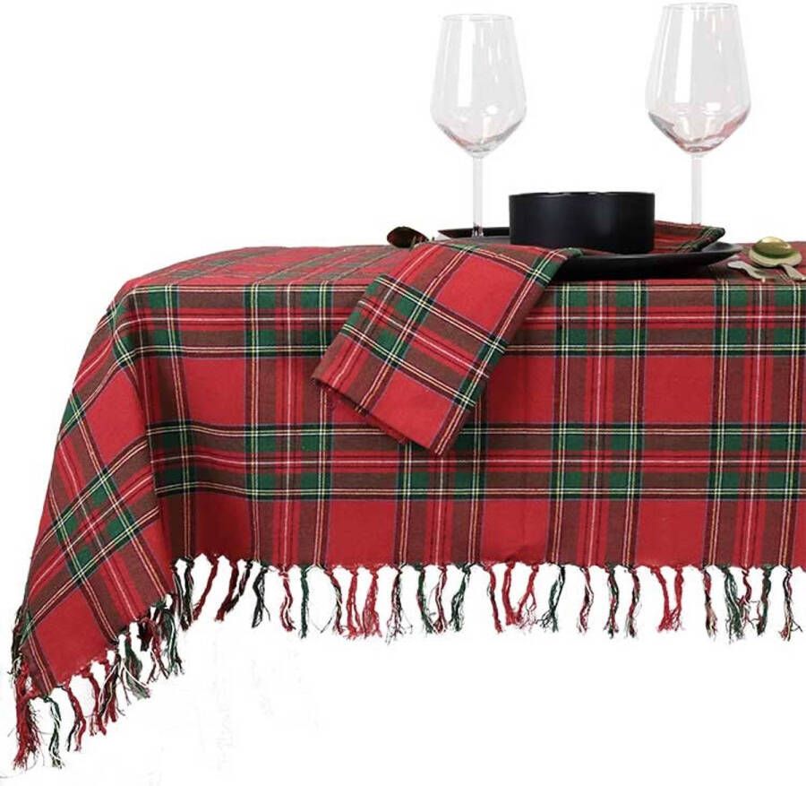 Unique Living Tafelkleed Xmas Tartan 150x250cm Red