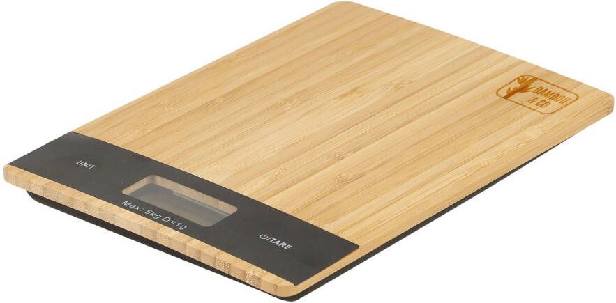 Bambou & Co Digitale keukenweegschaal bamboe hout 21 x 15 cm batterij Precisie weegschaal