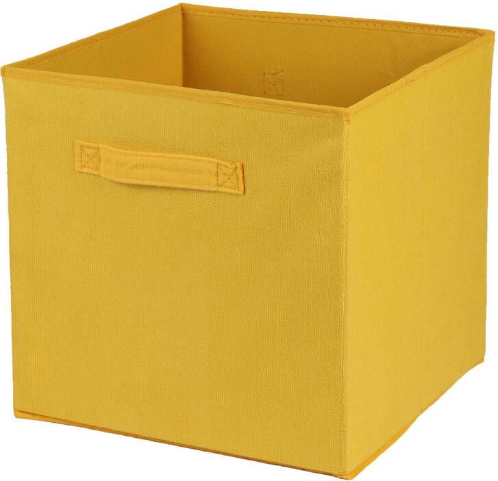 Urban Living Opbergmand kastmand Square Box karton kunststof 29 liter geel 31 x 31 x 31 cm Vakkenkast manden