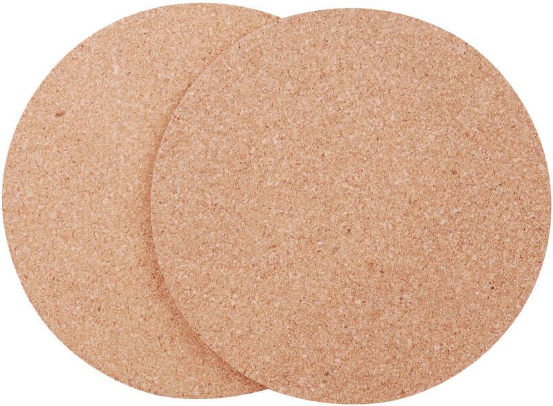 Urban Living Pannen onderzetters rond set 2x stuks van kurk dia 18 cm Panonderzetters