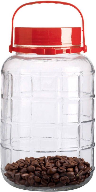 Urban Living Voedsel opslag container glas 5 liter afsluitdop en draag hengsel transparant voorraadpot