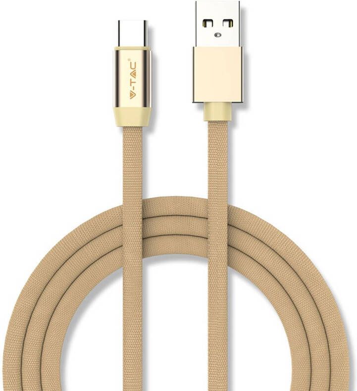 V-TAC Vt-5342 Type-c Naar Usb Gevlochten Kabel 1 Meter Goud