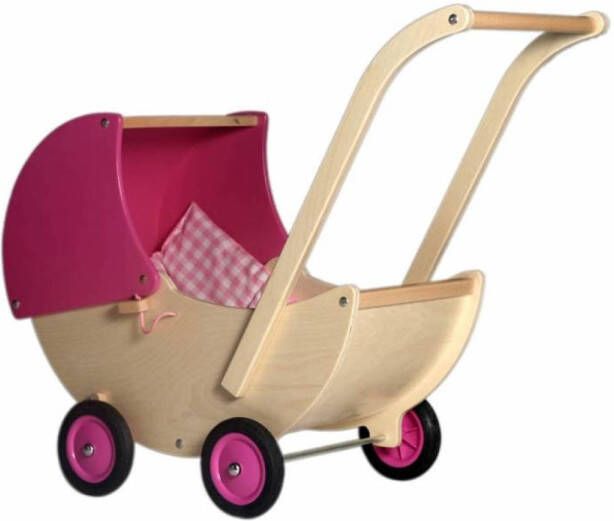 Atan Van Dijk Toys houten speelgoed poppenwagen Roze (Kinderopvang kwaliteit)