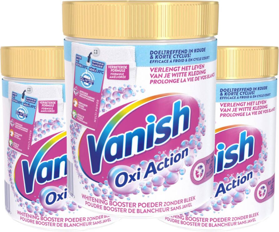 Vanish Oxi Action Wasbooster Poeder Vlekverwijderaar voor Witte Was 3x1 kg