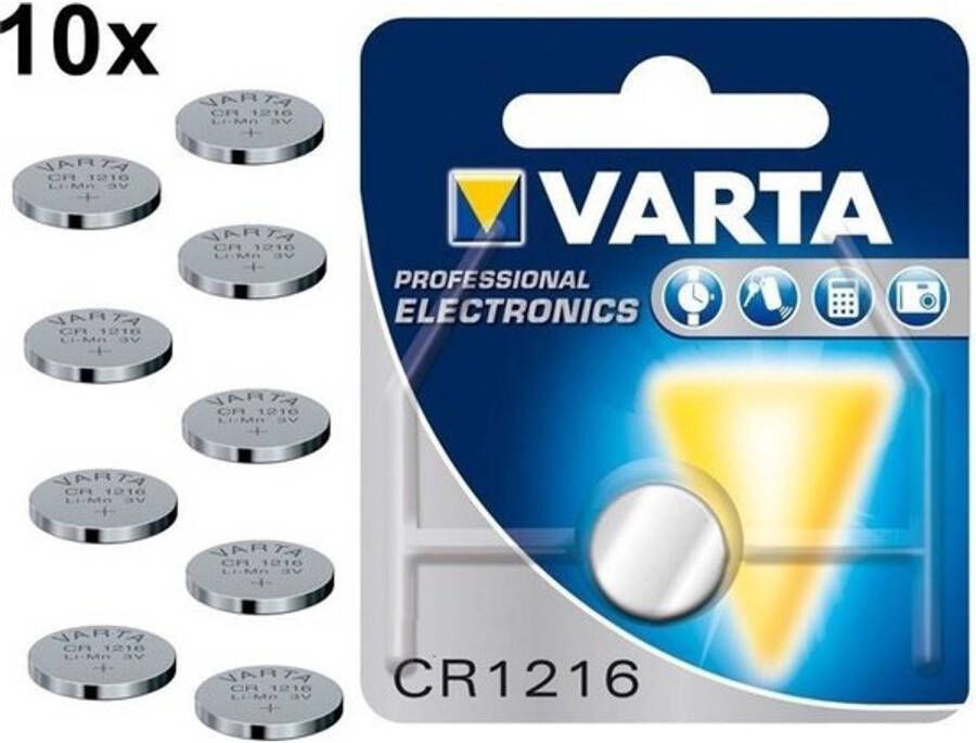 Varta 10 Stuks Professional Electronics CR1216 6216 25mAh 3V knoopcel batterij