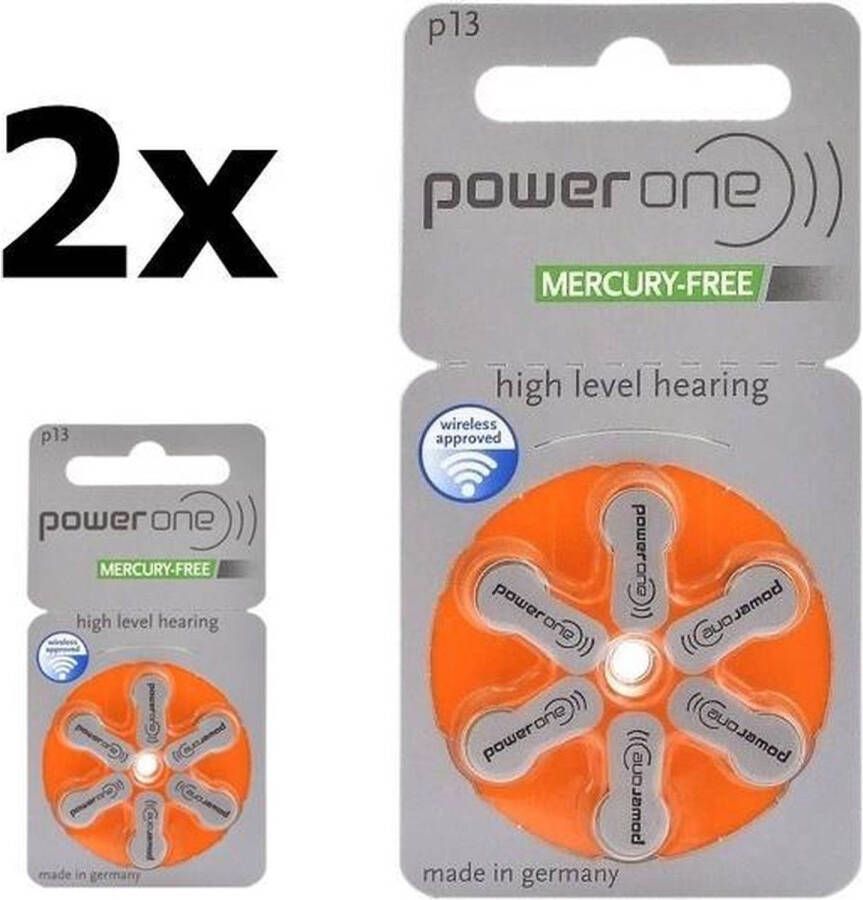 Varta 12 Stuks (2 Blisters a 6St) Power One by 13 PR48 P13 1 45V Gehoorapparaat batterijen Kwikvrij