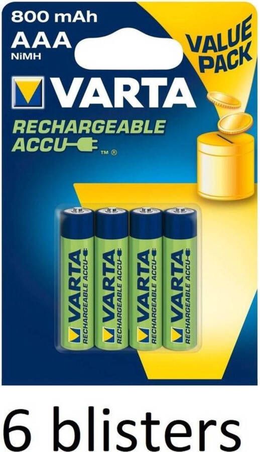 Varta 24 stuks (6 blisters a 4 stuks) Rechargeable Accu AAA 800 mAh