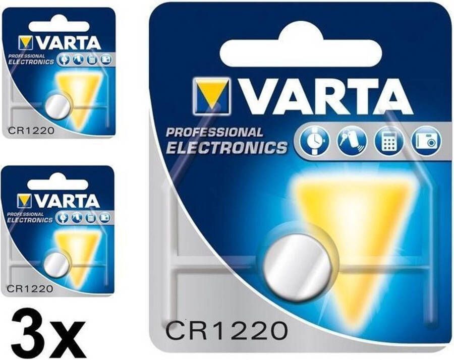 Varta 3 Stuks Professional Electronics CR1220 6220 35mAh 3V knoopcelbatterij