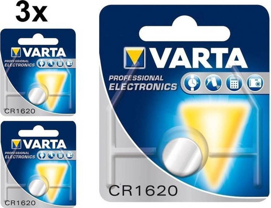 Varta 3 Stuks Professional Electronics CR1620 6620 70mAh 3V knoopcelbatterij