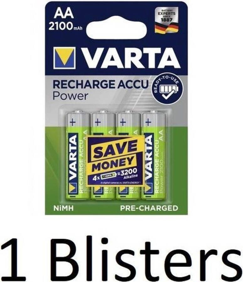 Varta 4 Stuks (1 Blister a 4 st) Oplaadbare Batterij Recharge Accu Power AA 2100mAh