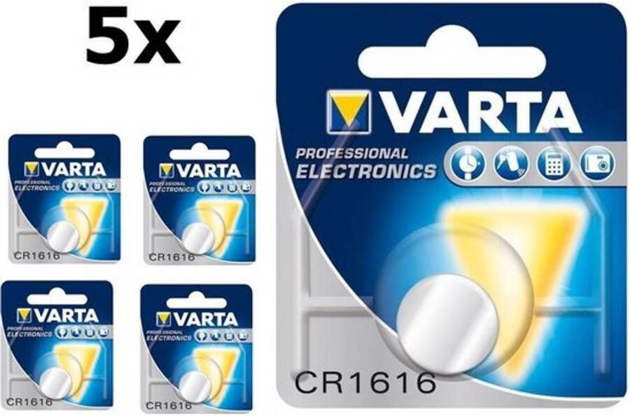 Varta 5 Stuks CR1616 55mAh 3V Lithium knoopcel Professional Electronics