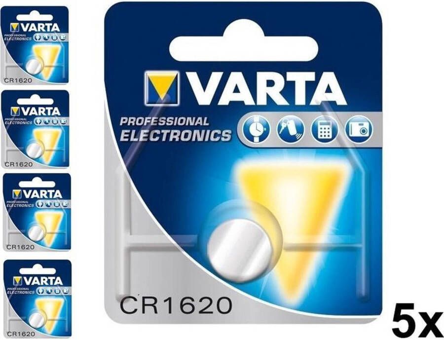 Varta 5 Stuks Professional Electronics CR1620 6620 70mAh 3V knoopcelbatterij