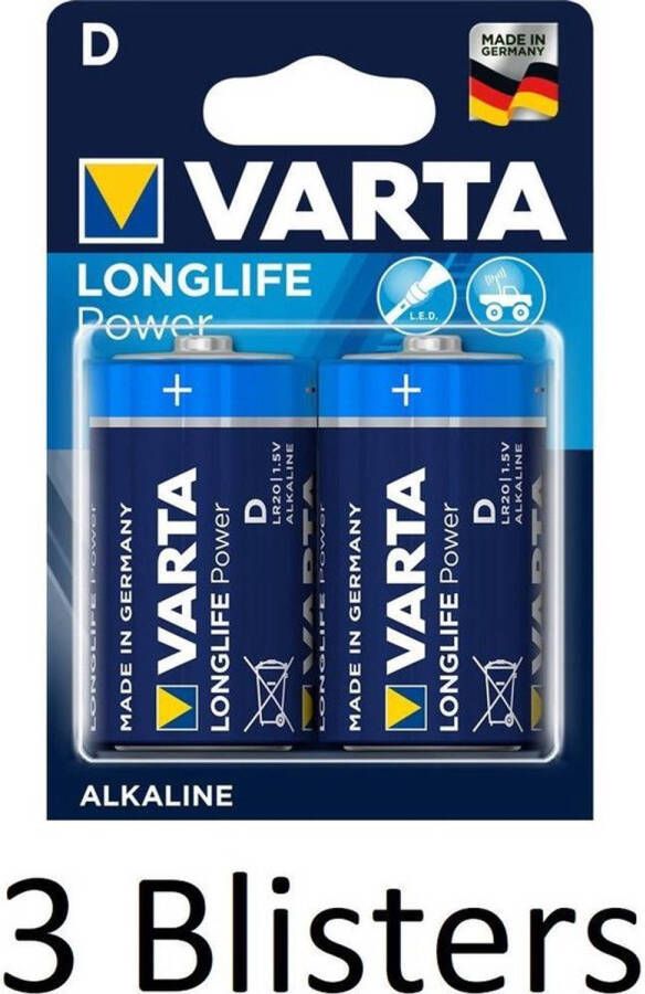 Varta 6 Stuks (3 Blisters a 2 st) Longlife Power D Batterijen