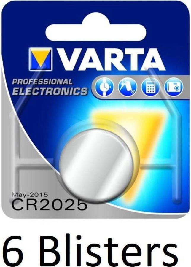 Varta 6 stuks (6 blisters a 1 st) CR2025 Primary Lithium Wegwerpbatterij