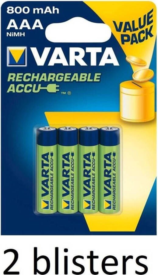 Varta 8 stuks (2 blisters a 4 stuks) Rechargeable Accu AAA 800 mAh