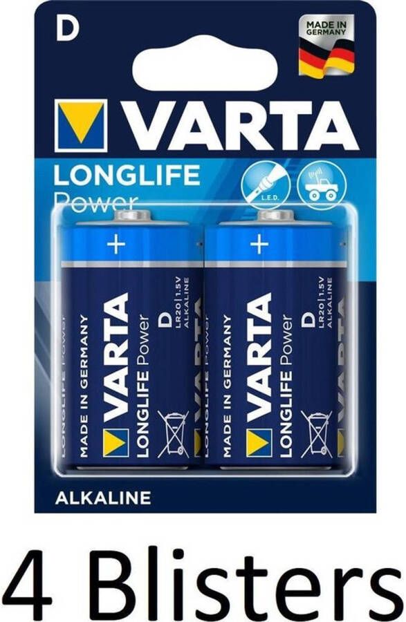 Varta 8 Stuks (4 Blisters a 2 st) Longlife Power D Batterijen