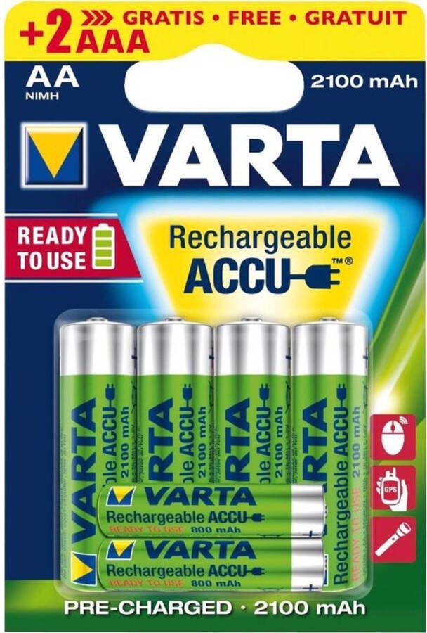 Varta AA Oplaadbare batterijen 4 stuks + 2 stuks AAA oplaadbaar