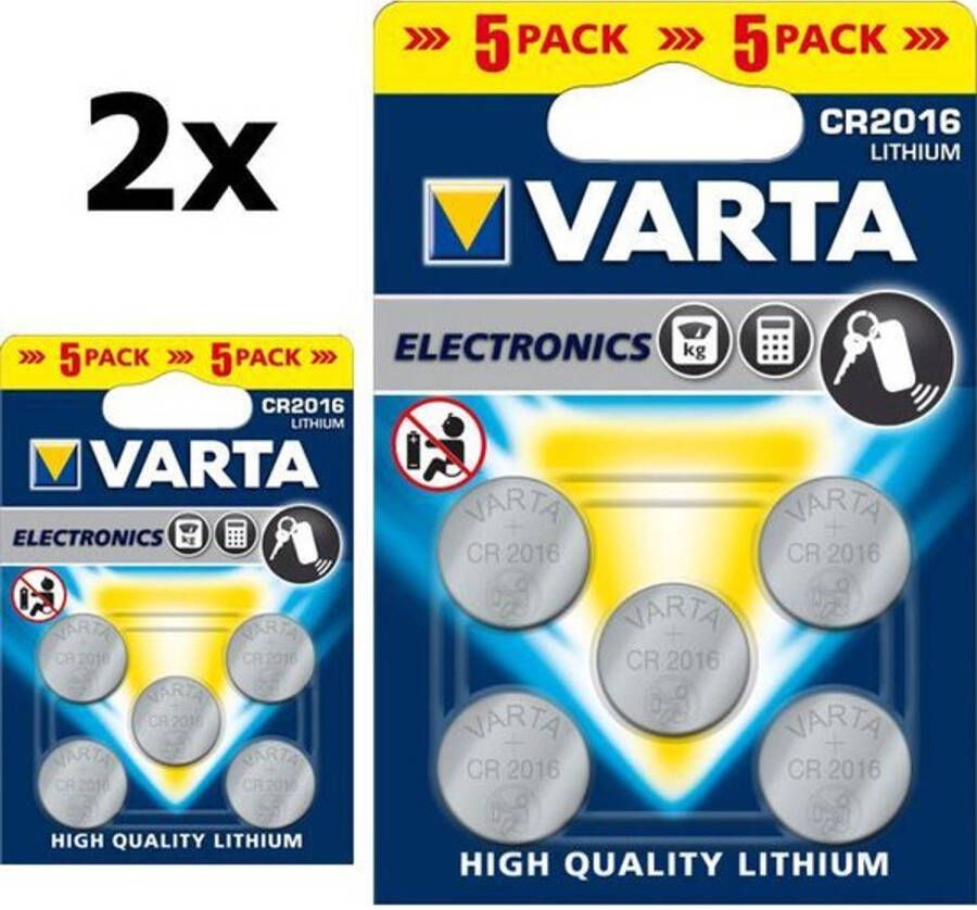 Varta CR2016 Professional Electronics 3V 90mAh Lithium knoopcel 10 Stuks (2 Blisters a 5st)