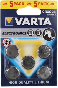 Varta Knoopcel Batterij Lithium Cr2025 Blister Van 5 Battterijen