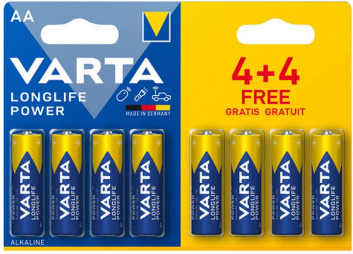 Varta longlife power AA 4 + 4 (20 stuks)