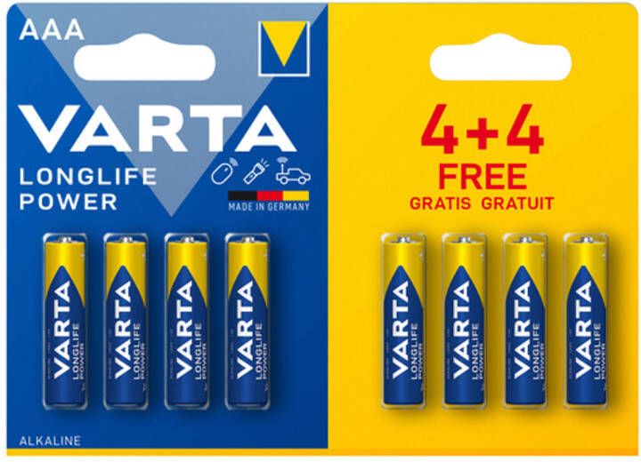 Varta longlife power AAA 4 + 4 (20 stuks)