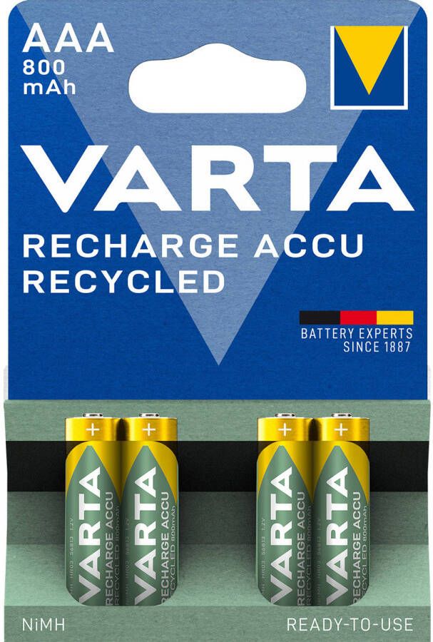 Varta oplaadbare batterijen recycled AAA blister 4