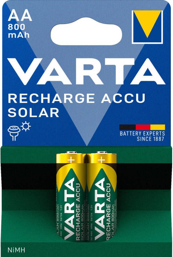 Varta Solar AA 800mAh Oplaadbaar Batterij 2 stuks