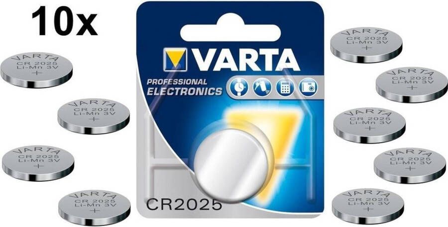 Varta Professional Electronics CR2025 6025 3V 170mAh knoopcel batterij 10 stuks