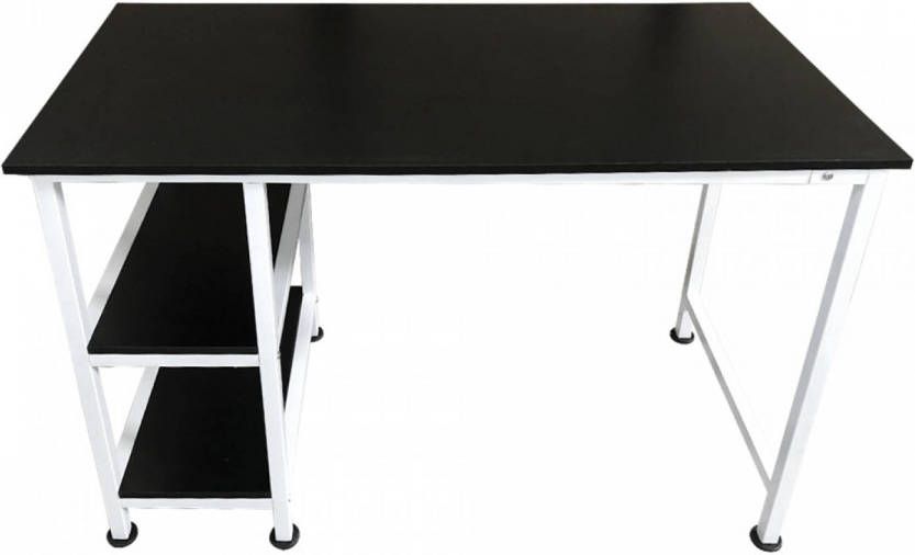 VDD Bureau computer tafel met opbergplanken 110 cm breed wit zwart