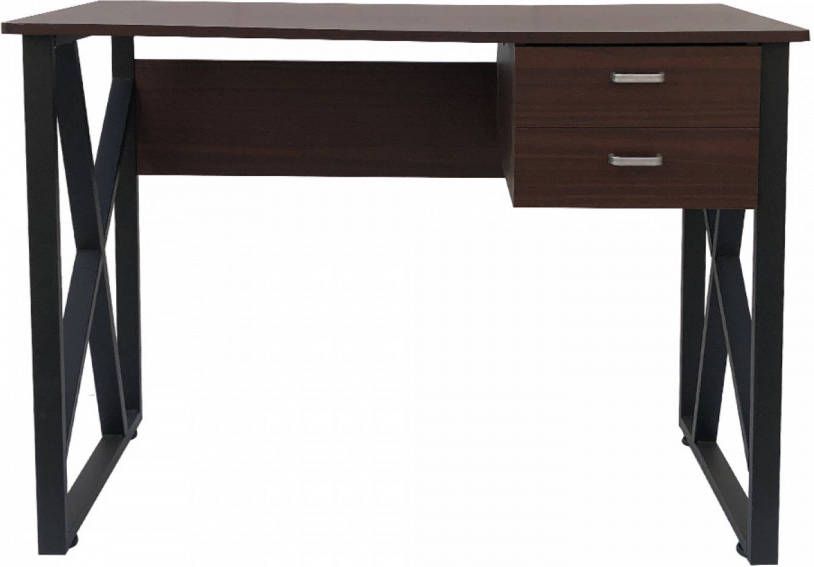 VDD Bureau computer tafel Stoer laptop buro zwart metaal bruin hout