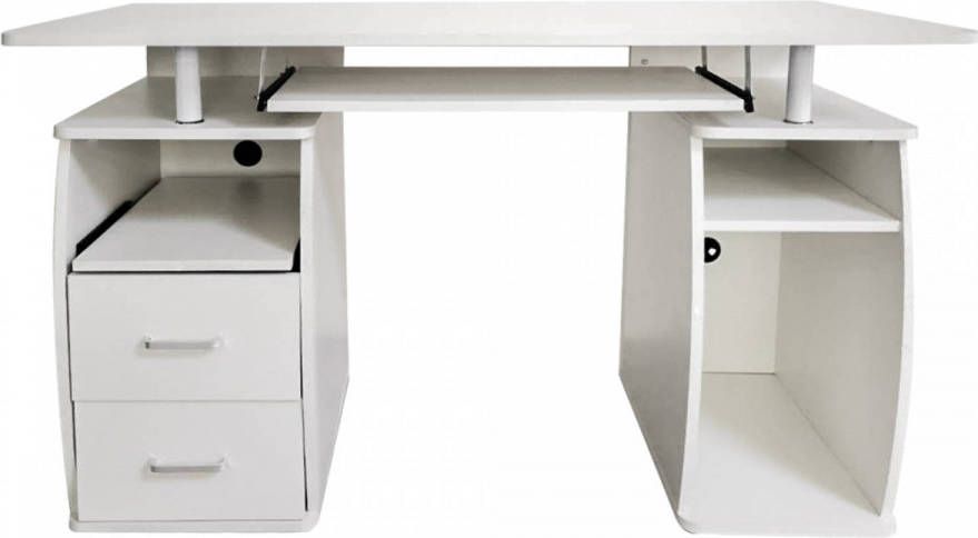 VDD Bureau computertafel praktisch veel opbergruimte in lades en vakken 120 cm breed wit
