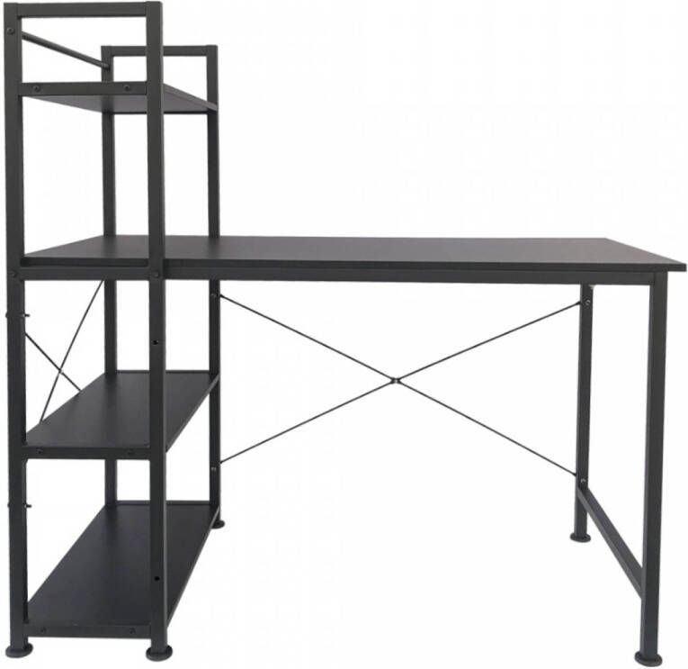 VDD Industrial Vintage Design Bureau computertafel Stoer 3 opbergplanken industrieel modern metaal hout zwart