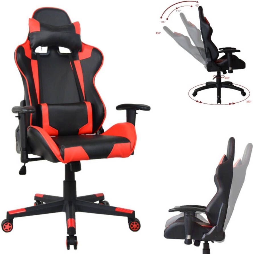 VDD Bureaustoel gamestoel Thomas racing gaming stijl stoel ergonomisch rood zwart