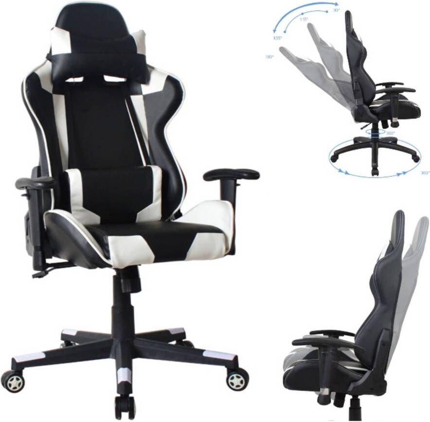 VDD Bureaustoel racing gaming chair style uitvoering high design Thomas wit zwart