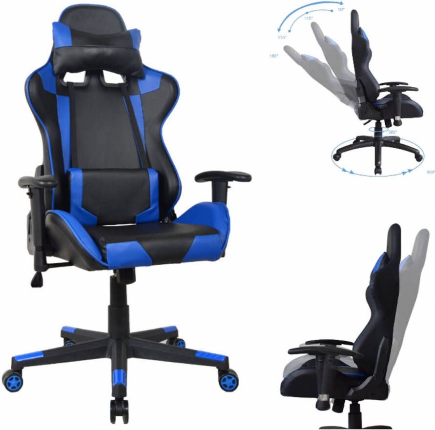 VDD Bureaustoel racing gaming chair style uitvoering high design Thomas zwart blauw