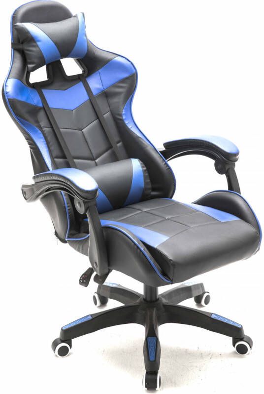 VDD Gaming Gamestoel Cyclone Bureaustoel Blauw Zwart Kunstleer Verstelbaar
