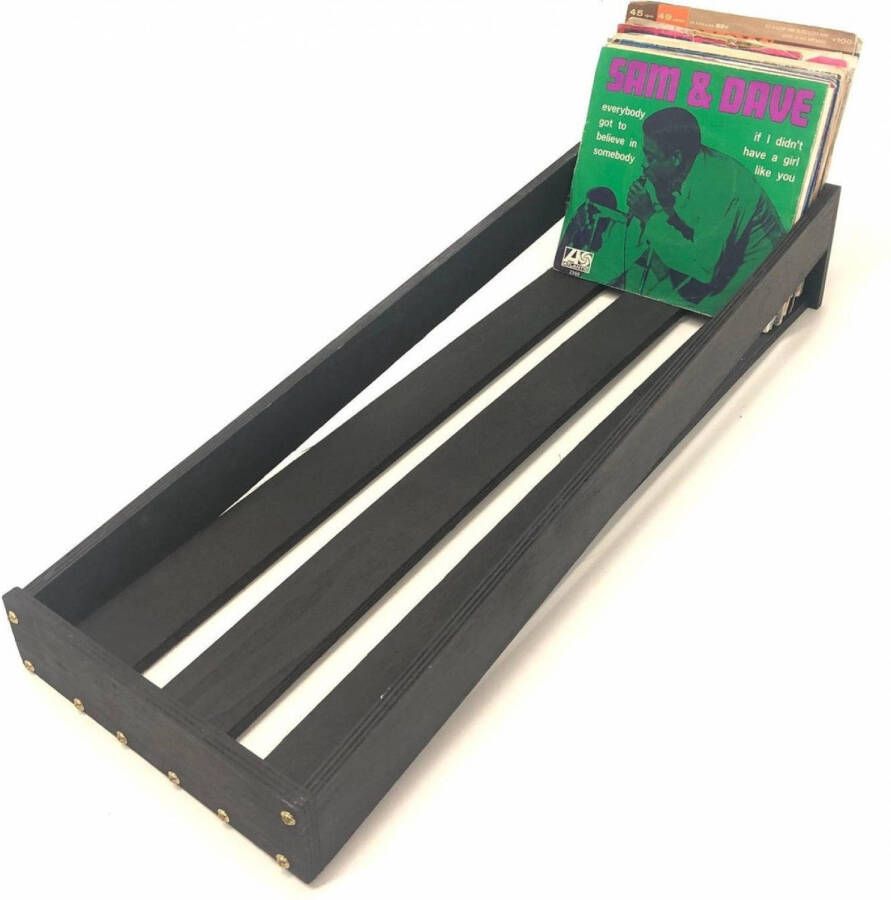 VDD LP vinyl platen houten opberg krat voor opbergen 7 inch singles 75 tot 100 stuks zwart
