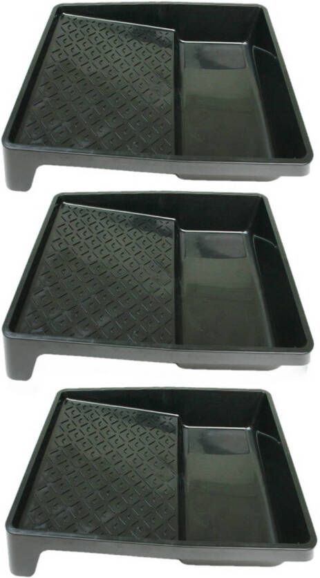 Veba 3x stuks verfbakken voor verfrollers lakrollers zwart tot 25 cm Verfemmers