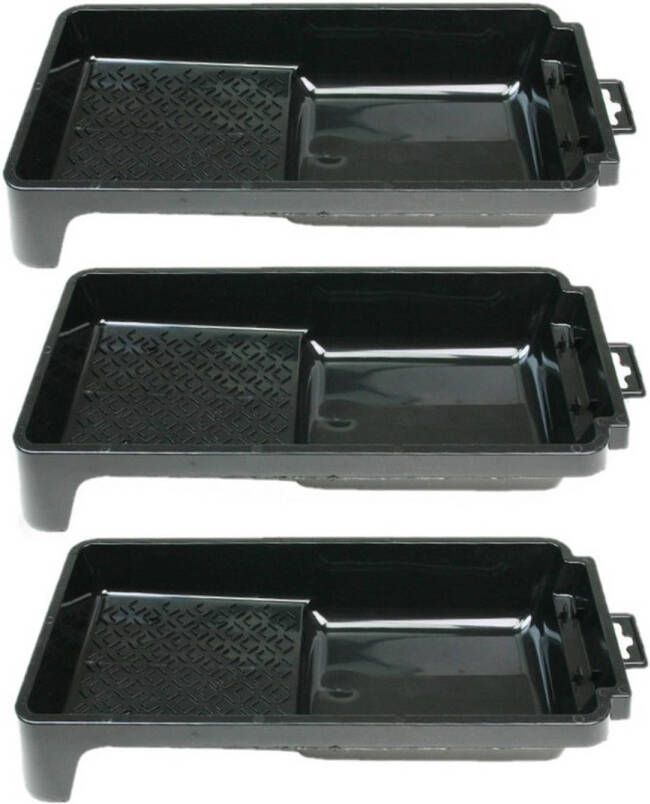 Veba Set van 3x stuks verfbakjes voor verfrollers lakrollers zwart tot 10 cm Verfemmers